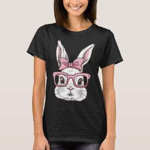 Bunny Ansikte med Rosa Sungles Bow Tie Påsk Dag Gi T Shirt