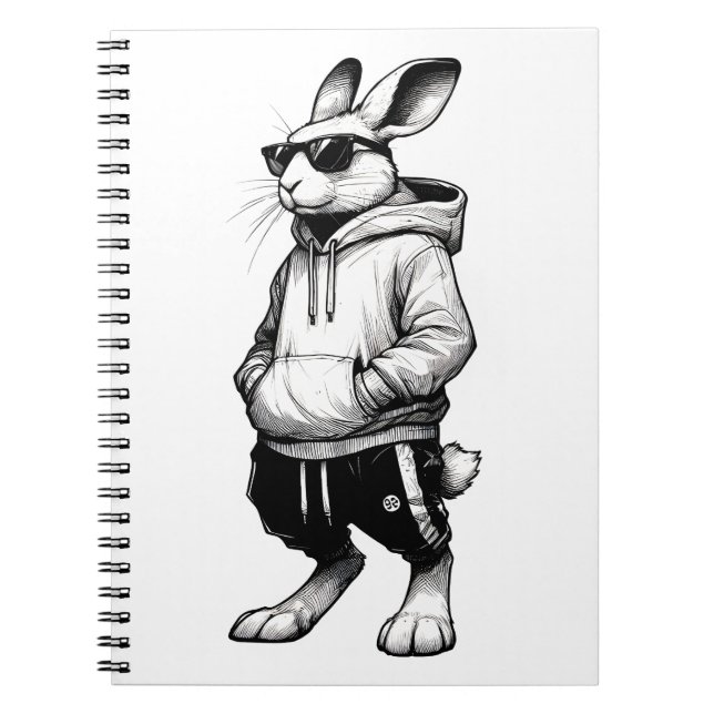 Bunny Ansikte med solglasögon Glad påsk Anteckningsbok (Framsidan)