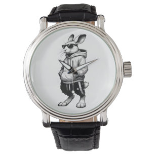 Bunny Ansikte med solglasögon Glad påsk Armbandsur