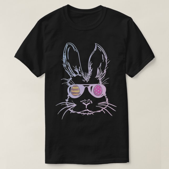 Bunny Ansikte med solglasögon Påsk dag för pojkar  T Shirt (Design framsida)