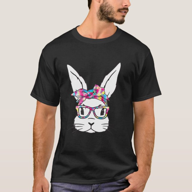Bunny Ansikte med solglasögon Påsk dag för pojkar  T Shirt (Framsida)