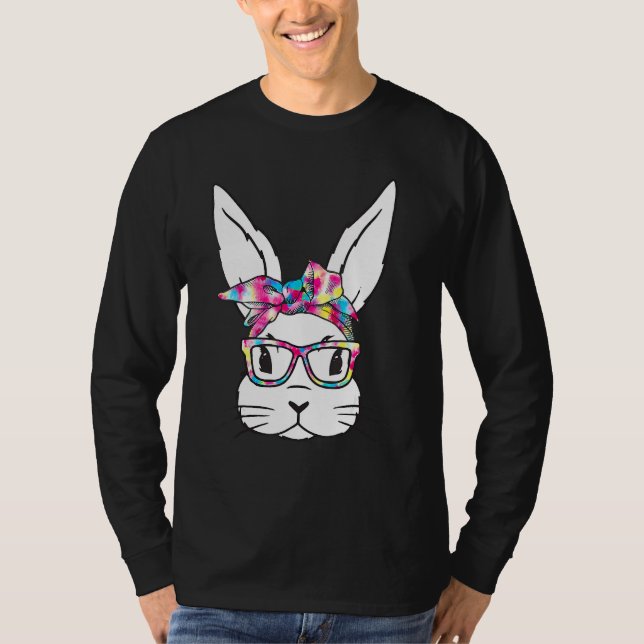 Bunny Ansikte med solglasögon Påsk dag för pojkar  T Shirt (Framsida)