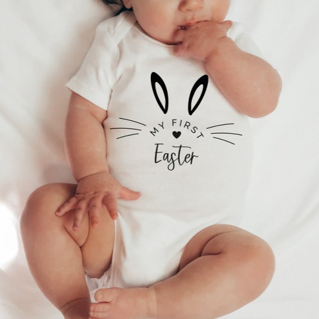 Bunny Ansikte My First Påsk Baby Bodykostydräkt T Shirt (Skapare uppladdad)