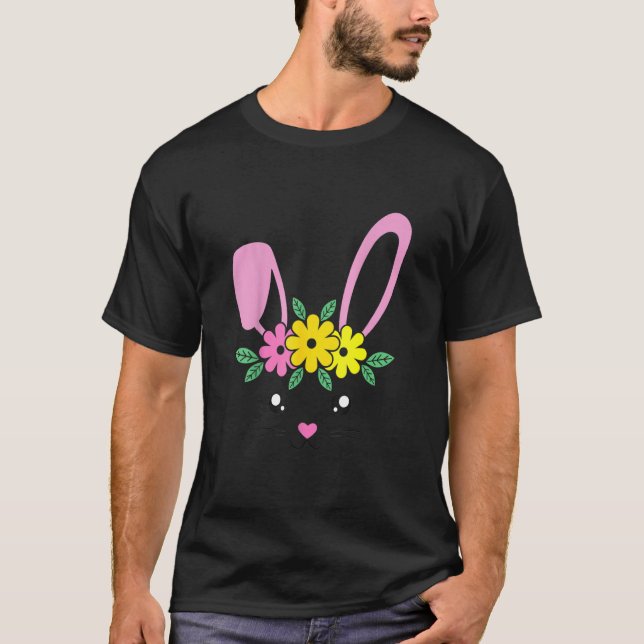 Bunny Ansikte Påsk-dagen för kvinnor Tonåring flic T Shirt (Framsida)