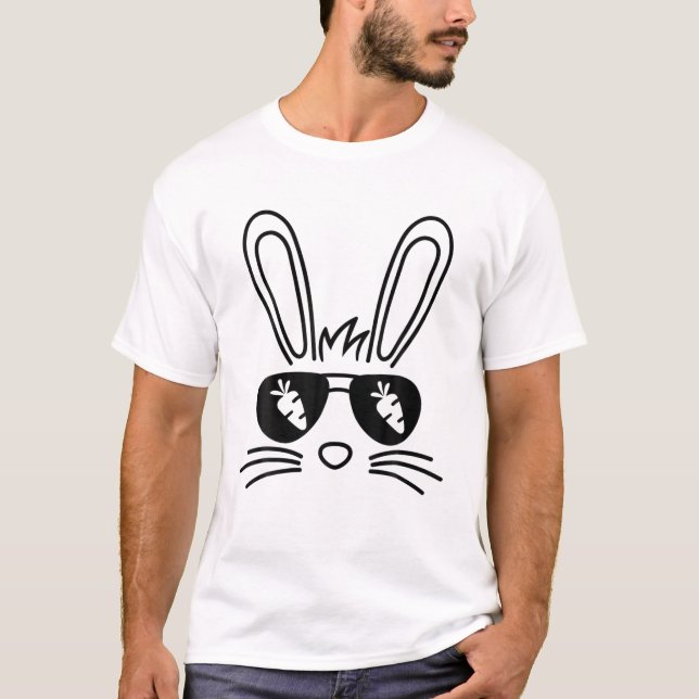 Bunny Ansikte Påsk Day Sunglasses Carrot Boys Girl T Shirt (Framsida)