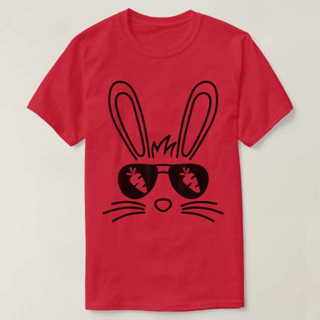 Bunny Ansikte Påsk Day Sunglasses Carrot  T Shirt (Design framsida)