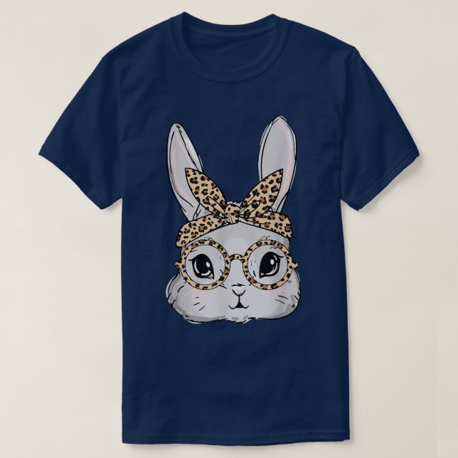 Bunny Ansikte Sunglasses Leopard Glass Headband Ea T Shirt (Design framsida)