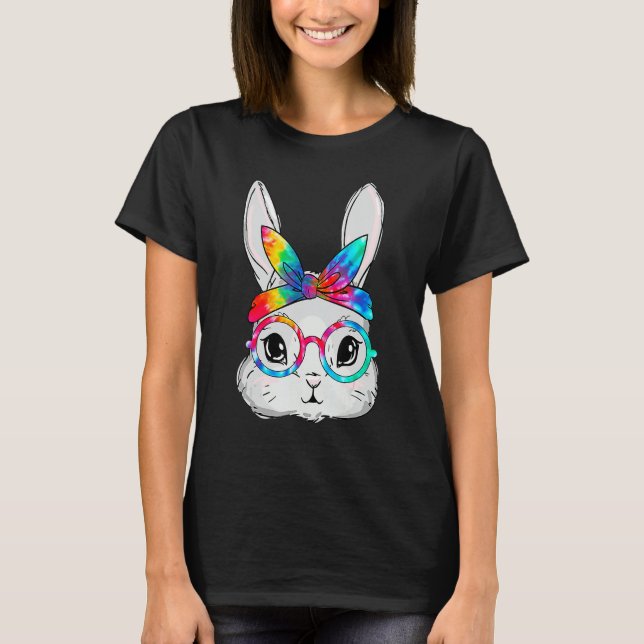 Bunny Ansikte Sunglasses Tie Dye Glass Headband Ea T Shirt (Framsida)