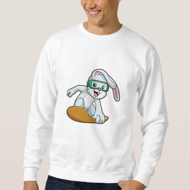 Bunny as Snowboarder med Snowboard Lång Ärmad Tröja (Framsida)