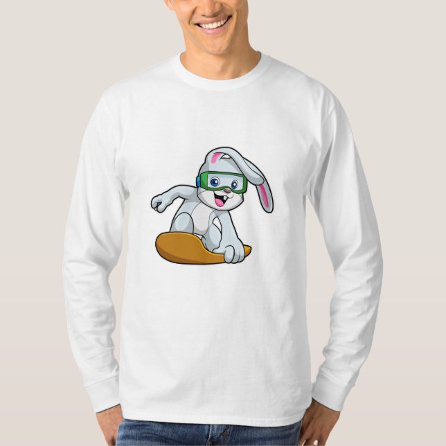 Bunny as Snowboarder med Snowboard T Shirt (Framsida)