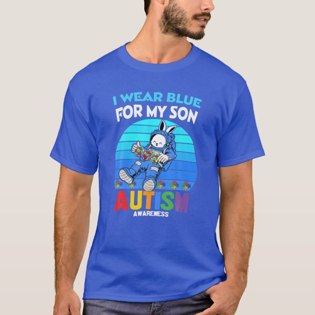 Bunny Astronaut Costume Autism I Bära Blue för min T Shirt (Framsida)