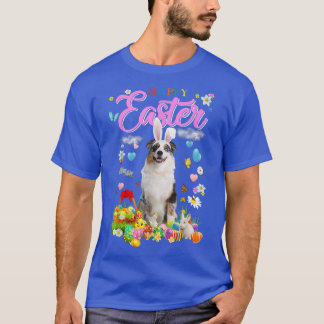 Bunny Australian shepherd Hund Glad påsk Eggs T Shirt