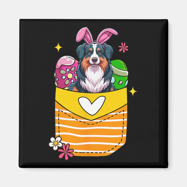 Bunny Australian shepherd Påsk chokladägg i Magnet (Framsidan)