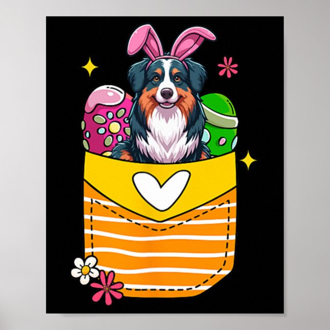 Bunny Australian shepherd Påsk chokladägg i Poster (Framsidan)