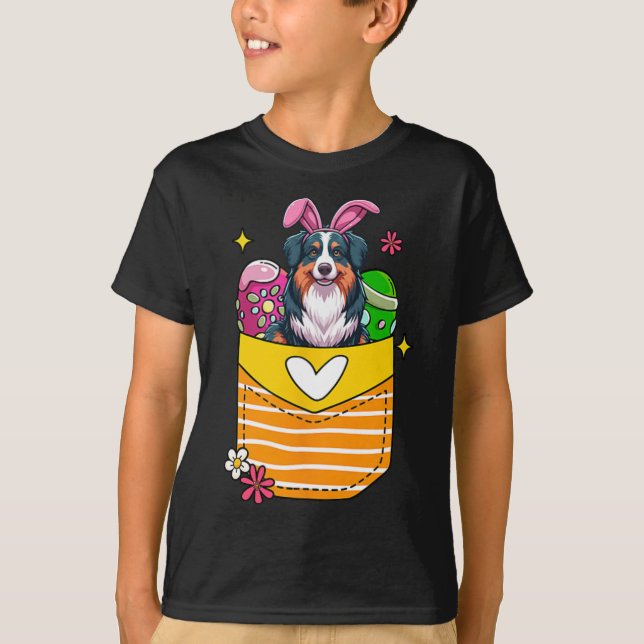 Bunny Australian shepherd Påsk chokladägg i T Shirt (Framsida)