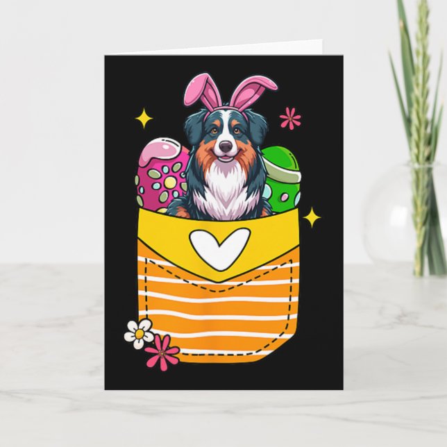 Bunny Australian Shepherd Påsk Chokladägg Inuti Kort (Framsida)