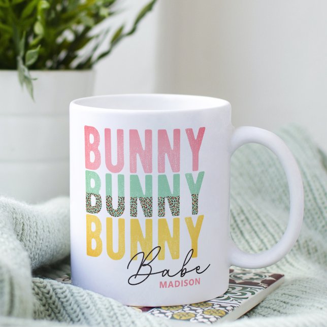 Bunny Babe Cute Modern Girly Påsk Personlig Kaffemugg (Skapare uppladdad)