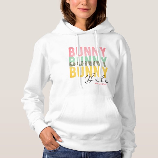 Bunny Babe Cute Modern Girly Påsk Personlig T Shirt (Framsida)