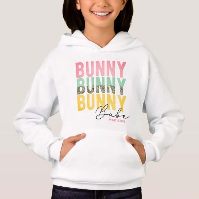 Bunny Babe Cute Modern Girly Påsk Personlig T Shirt (Framsida)