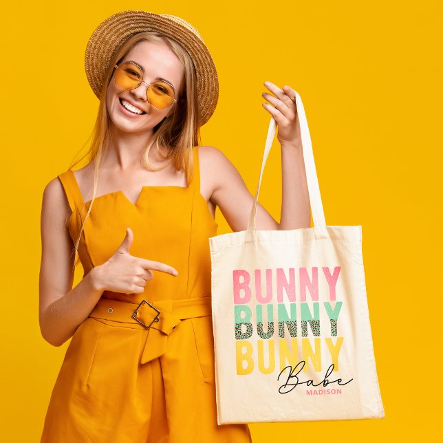 Bunny Babe Cute Modern Girly Påsk Personlig Tygkasse (Skapare uppladdad)