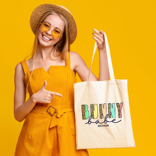 Bunny Babe Modern Påsk Typography Personlig Tygkasse
