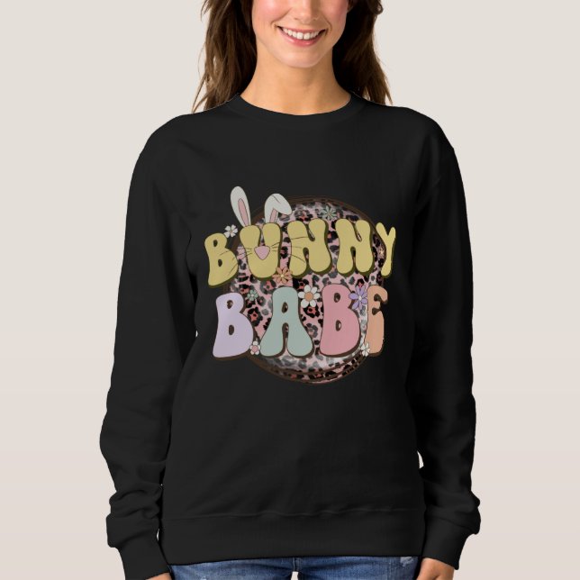 Bunny Babe Rabbit Ear Buffalo Plaid Retro Groovy E T Shirt (Framsida)