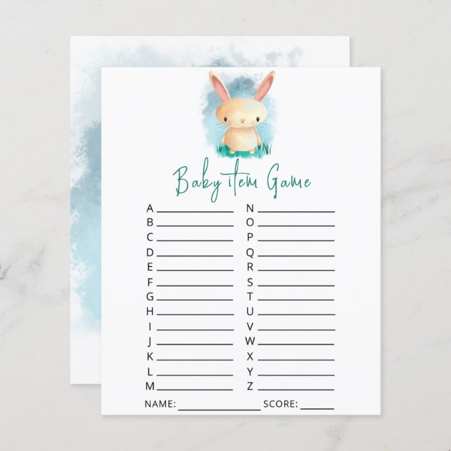 Bunny Baby-artikelspel. Barnstödsspel (Fram/baksida)