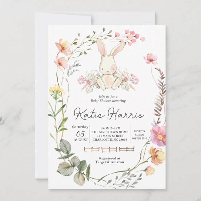 Bunny Baby dusch, bunny baby-inbjudan Inbjudningar (Framsida)
