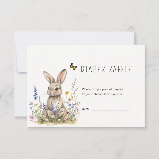 Bunny Baby dusch Diaper raffle card Inbjudningar (Framsida)