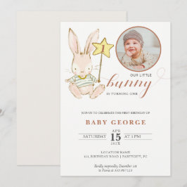Bunny baby födelsedag Fotoinbjudan Inbjudningar