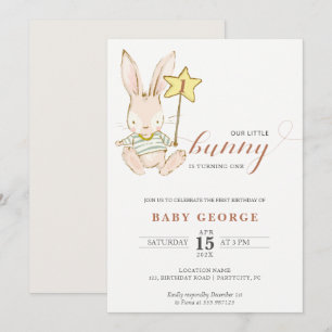 Bunny baby födelsedagsinbjudan inbjudningar