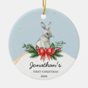 Bunny Baby första julprydnad Julgransprydnad Keramik