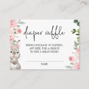 Bunny Baby Shower Blommigt Diaper Raffle Tilläggskort