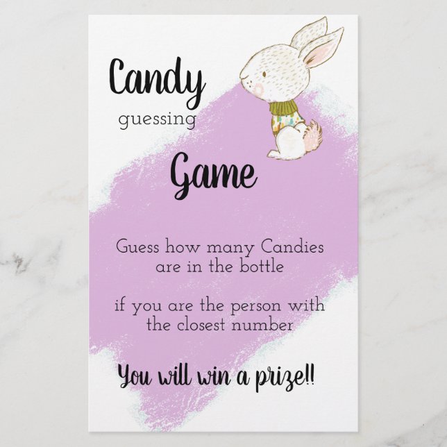 Bunny Baby Shower Game - Candy Flygblad (Framsidan)
