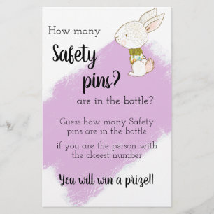 Bunny Baby Shower Game - Safety stift Flygblad