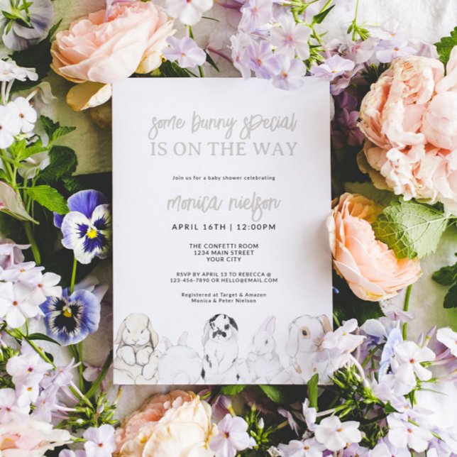 Bunny Baby Shower Gender Neutral Inbjudningar (Bunny Baby Shower Invitation)