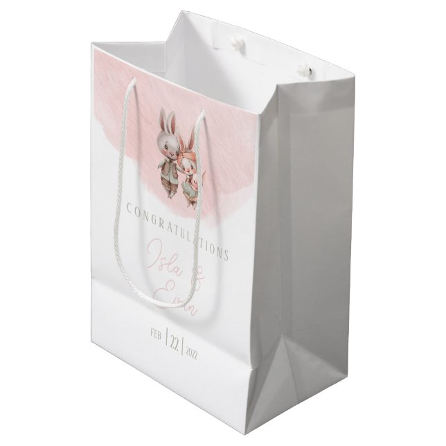 Bunny Baby Shower Gift Bag (Framsidan Vinklad)