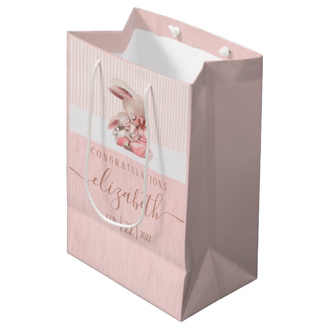 Bunny Baby Shower Gift Bag (Framsidan Vinklad)