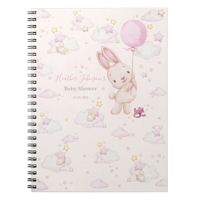 Bunny Baby Shower Girl Anteckningsbok (Framsidan)