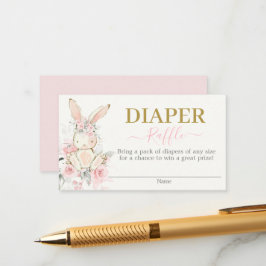 Bunny Baby Shower Girl Diaper Raffle Card Tilläggskort