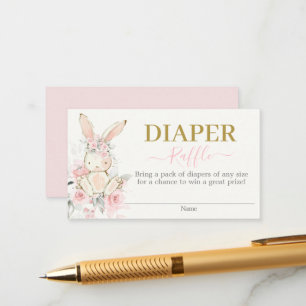 Bunny Baby Shower Girl Diaper Raffle Card Tilläggskort
