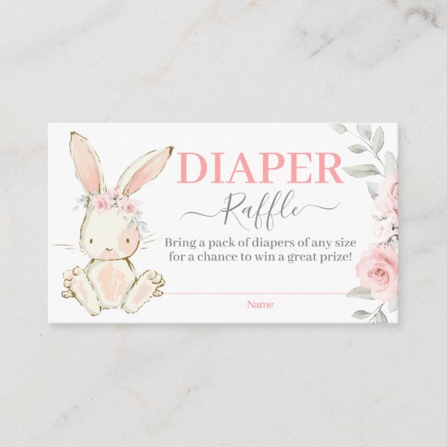Bunny Baby Shower Girl Diaper Raffle Card Tilläggskort (Framsida)