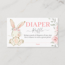 Bunny Baby Shower Girl Diaper Raffle Card Tilläggskort