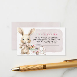 Bunny Baby Shower Girl Diaper Raffle Tilläggskort