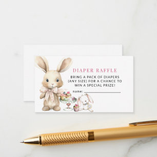 Bunny Baby Shower Girl Diaper Raffle Tilläggskort