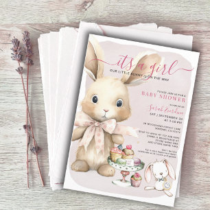 Bunny Baby Shower Girl Inbjudningar