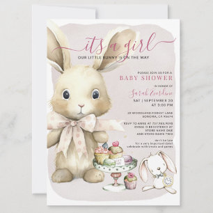 Bunny Baby Shower Girl Inbjudningar