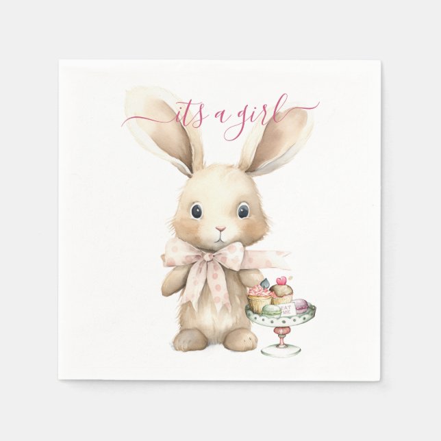 Bunny Baby Shower Girl Pappersservett (Framsidan)