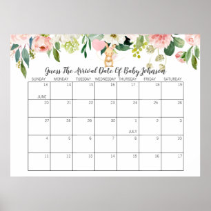 Bunny Baby Shower gissar leveransdatumkalender Poster