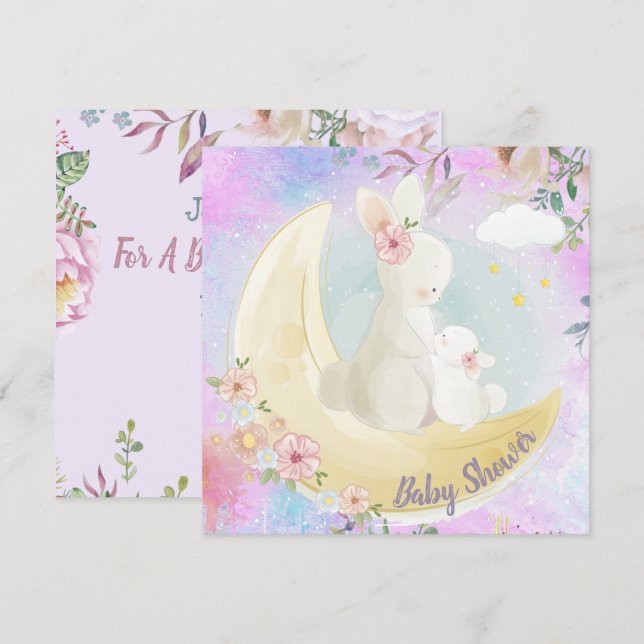 Bunny Baby Shower-inbjudan Inbjudningar (Fram/baksida)